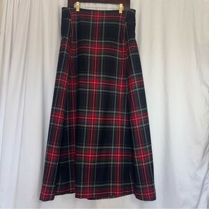 Pendleton Virgin Wool 100% Plaid Red Midi Preppy Academia Skirt Pockets Sz 10/12